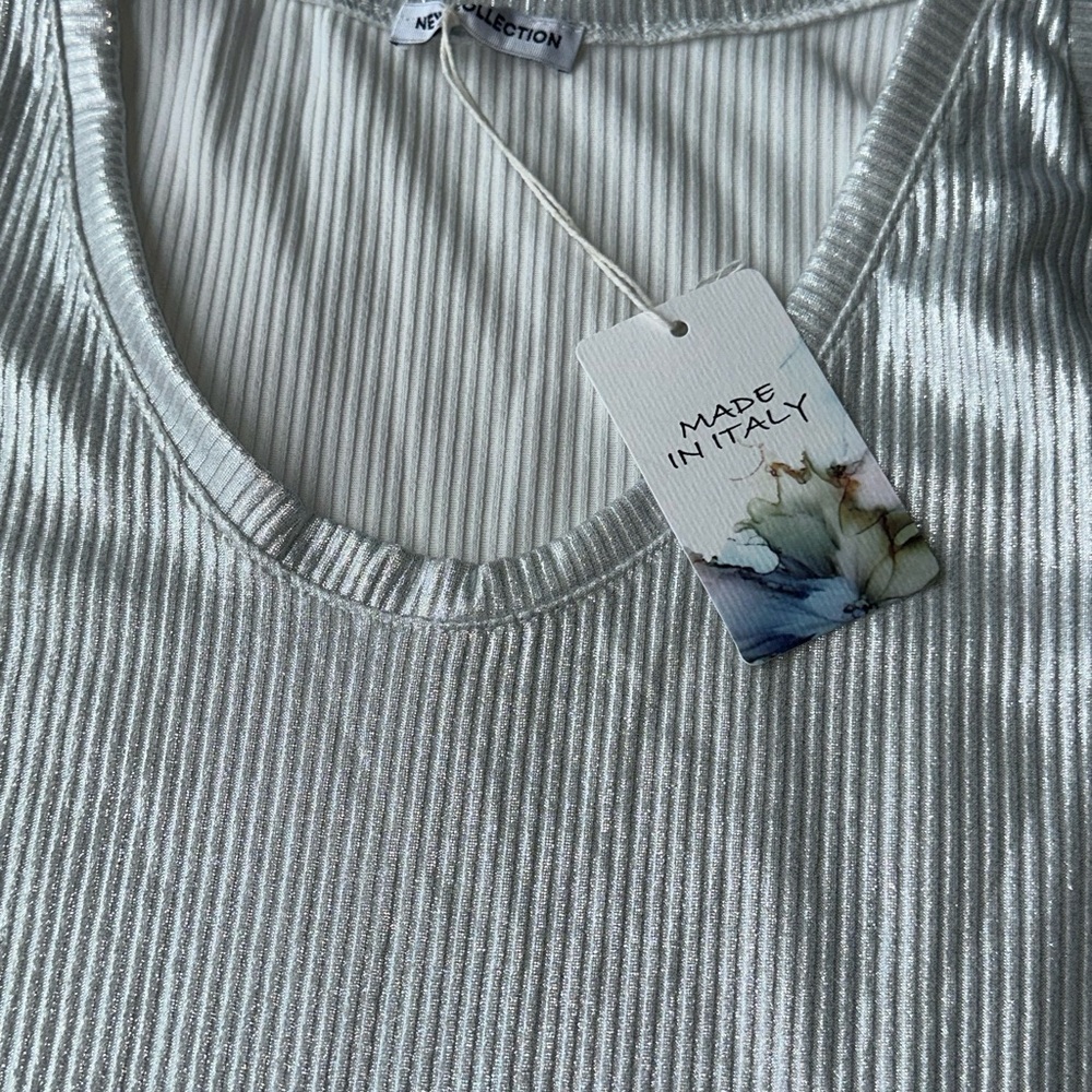 Metallic Silver Tank Top One size Made in Italy - Picture 6 of 12